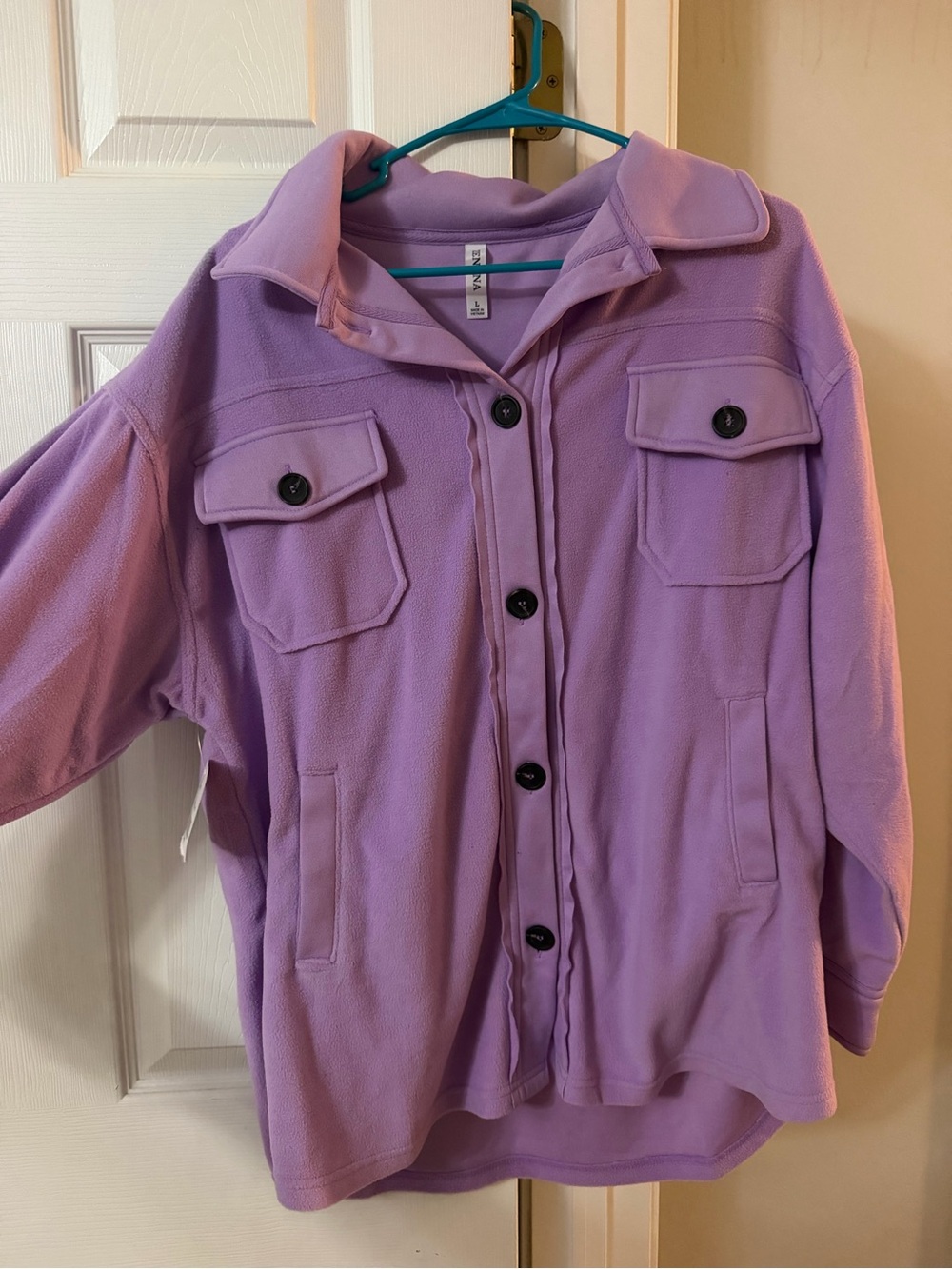 Lilac Utility Fleece Jacket with Button Front - Women